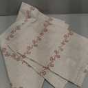 jinchan Katy Linen Floral Kitchen Curtains 24 Inches Length Stripe Cafe Curtains Farmhouse Cottagecore Tier Small Window Drapes for Living Room Light Filtering Rod Pocket 2 Panels Terracotta on Linen