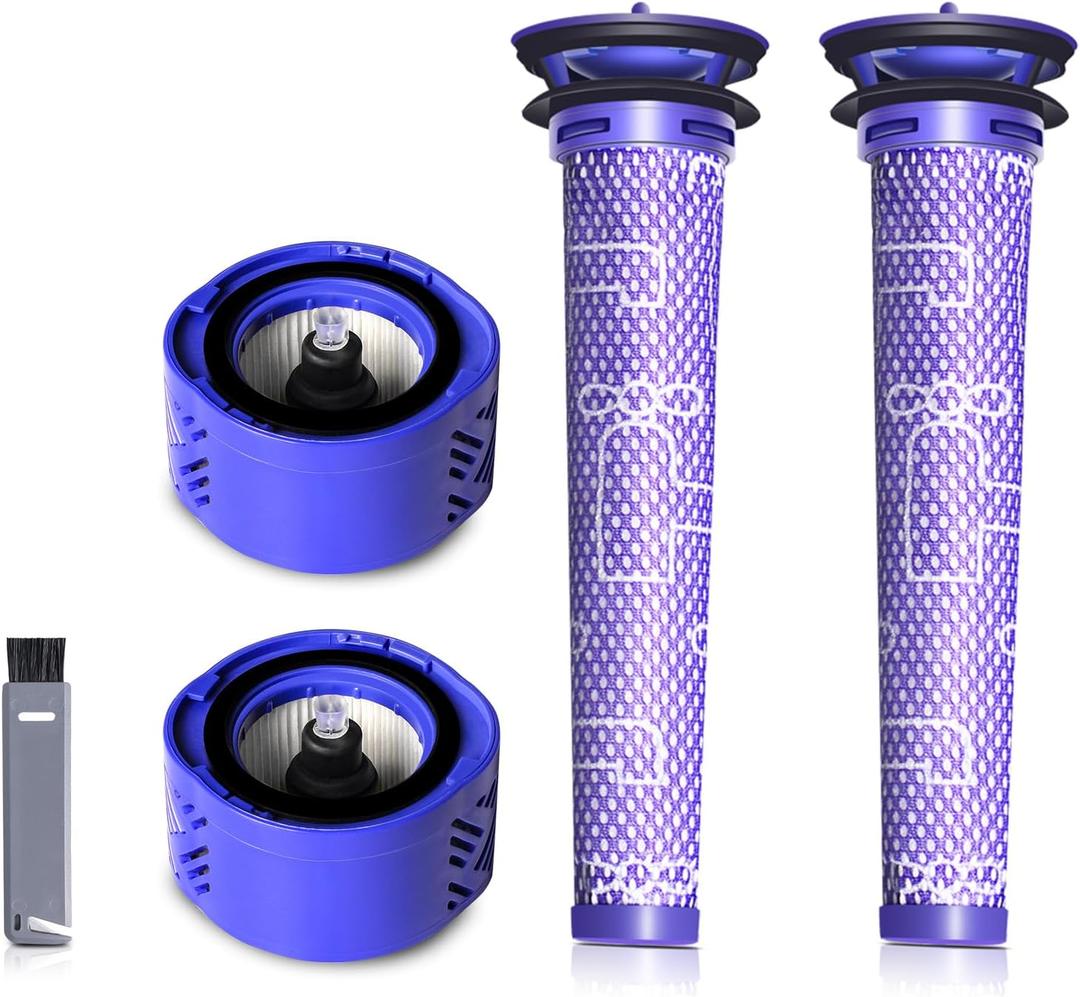 4-Pack HEPA Vacuum Filter & Pre-Filter Kit Compatible with Dyson V6 Stick Vacuum Filters (Replaces Part 965661-01 & 966741-01) 