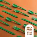 PLASTICPRO 1000 piece Cutlery Combo set of Green Plastic Forks, Spoons, and Knives Disposable Colored Cutlery Bulk Pack Variety Pack for Party Home Office