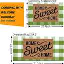 Buffalo Plaid Outdoor Rug 24''x51''Green and White Checkered Front Porch Rug Cotton Woven Washable Door Mat Outdoor for Layered Hello Welcome Door Mat Farmhouse Entryway
