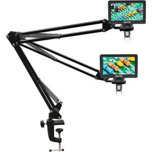 Hayve Microscope Arm StandAdjustable Metal Bracket with Clamp and Grommet BaseCoin Microscope Mount Compatible with Model DM4 DM9 MS1 MS3& Most 4.3'',7'' Digital Microscopes (1.37inch(for DM9-H))