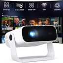 Smart Mini Projector with Wifi & Bluetooth, 220 ANSI 1080P HD, 360 Rotatable Stand, 10000+ Built-in Apps, Portable Home Movie Projector