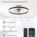 LEDIARY Low Profile Ceiling Fans with Lights, Flush Mount Modern Ceiling Fan and Remote Control, 19.7" LED Ceiling Fans, Stepless Dimmable 3 Colors and 6 Speeds - Black