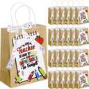Kolldenn 24 Pcs Teacher Appreciation Gift Bags with Ribbon Thank You Teacher Kraft Paper Gift Bag 10.63'' x 8.27'' x 4.33'' with Handle for Graduation Retirement Appreciation Day End of School Year