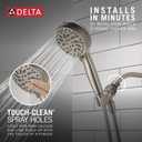 Delta Faucet ProClean Brushed Nickel Shower Head with Handheld, Showerhead with High Pressure Spray, Handheld Shower Head, 6 Spray Settings, SpotShield Brushed Nickel 75740SN