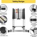 DEZEX 16.5 FT Stainless Steel Telescoping Ladder - One-Button Retraction Collapsible Extension Ladder for Home, RV, Attic, 330 LBS Capacity