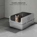 Enclosed Stainless Steel Cat Litter Box with Lid, Oversize Metal Litter Box for Multi Cats, XXXL Supersize Cat Toilet with High Side, Non-Stick, Anti-Leakage, Odorless, with Litter Mat & Litter Scoop
