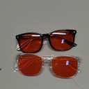 Vbewo 2 Packs Professional Sleep Glasses with 99.9% Blue Light Blocking Dual AR Coatings Red Lens, Computer Gaming Glasses for Men Women, Anti Fatigue & Eye Strain ((01)-black+transparent)