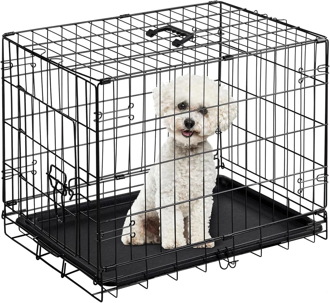 Yapamar 24 Inch Single Door Dog Cage - Durable Metal Pet Kennel with Secure Lock, Collapsible Design & Removable Tray for Easy Cleaning - Portable Puppy Crate for Small to Medium Dogs