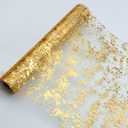 Snowkingdom Glitter Metallic Gold Table Runner 11 Inch x 49 Feet Roll Thin Mesh Sparkle Runner Table Decorations for Wedding Bridal Baby Shower, Anniversary, Christmas, Birthday Party