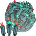 Novelty Lights 34ft 100 LED Red/Green Christmas Lights Outdoor/Indoor, 4" Spacing, Green Wire String Lights for Festive Xmas Lighting, IP55, UL Listed, Dimmable, Connectable