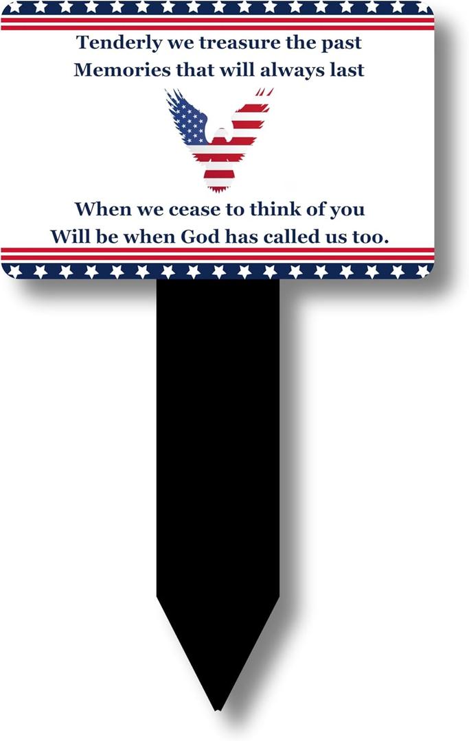 Personalized Memorial Stake Plaque with Poem - American Flag Eagle Design, Garden Tribute - Personalized Memorial Gifts