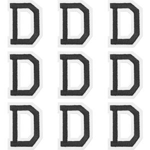MECCANIXITY Iron on Letter Patches, 9 Pcs 2"/5cm Alphabet D Iron on Embroidered Applique Sew on Patches for Clothes, Dress, Socks, Jeans, Hats, DIY Accessories(Black)