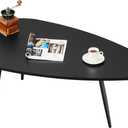 SAYGOER Black Small Coffee Table Modern Oval Coffee Tables Retro Center Table for Small Space Mid Century Coffee Table Rustic Accent Table for Living Room Home Office, Easy Assembly, 22.2"D x 42.5"W x 17.1"H