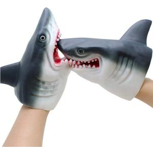 Gemini&Genius Shark Hand Puppet Toys for Kids Swimming Pool Beach Bath Toys Soft Rubber Realistic Great White Sharks Puppets Role Play Toys Marine Animal World Puppets for Kids