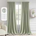 MIULEE Back Tab Sage Green Curtains 96 Inch Long 2 Panels Set for Living Room Bedroom, Rod Pocket/Pinch Pleated Light Blocking Thermal Insulated Room Darkening Floor to Ceiling Blackout Drapes