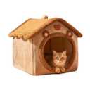 Cat Bed for Indoor Cats,Cozy Cat Cave Bed Cat House Cat Tent with Removable Cushion Pillow,Soft Warm Pet House Puppy Bed,Cute Bear Pet Nest for Cat Kitten Small Dogs (Brown, M-18.1x14.57x15.75 Inches)