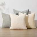 Topfinel Decorative Neutral Throw Pillow Covers 1616,Farmhouse Cozy Cushion Cover Set of 4 with Corduroy,Soft Accent Pillowcases for Couch,Bed,Living Room Home Decor (Cream,White)