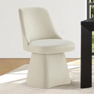 Swivel Dining Chairs Set of 1, Upholstered Mid Century Modern Deskchair with High Back, Faux Leather Kitchen Chairs for Dining Room, Bedroom, Dressing Room, Cream