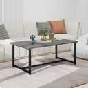 35.4" Rectangular Coffee Table for Living Room, Modern Industrial Style Coffee Table Center Table with Metal Frame for Small Space, Apartment, Office, Easy Assembly, Grey, 17.7"L x 35.4"W x 16.5"H