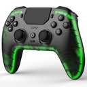 BETMI Wireless Controller for PS-5,Pro/Slim/PC, with Hall Effect Joystick & Trigger/Macro/Turbo/RGB Light/3.5mm TRRS Audio Jack/Speaker/Mute Button/6-Axis Gyro/Dual Vibration/Touchpad (Black/Clear)