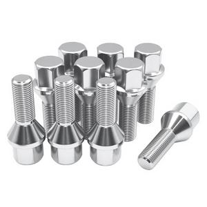 Chrome M12x1.25 Wheel Lug Bolts, 10 Pack Lug Bolt, 28mm Shank Length, 17mm Hex Conical Seat, One-Piece Lug Studs Set Compatible with 2017-2019 Compass, 2015-2017 Chrysler 200, 2014+ Cherokee