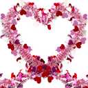 50 FT Valentines Day Heart Tinsel Garland, Red Pink White Metallic, Shiny Foil Heart Hanging Garland Streamer for Home Indoor Outdoor Decor