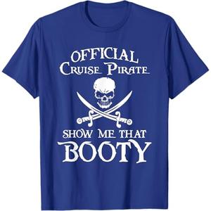 Mens Funny Cruise Pirate Show Me That Booty Cruise Vacation Shirt (3XL, Blue)