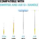 6 ft Extendable Duster Handle with 20 Refills, Compatible with Swiffer, Disposable Microfiber Dusting Pads for Home Cleaning, Ceiling, Fan, Window, Hard-to-Reach Areas