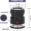 30X Loupe Magnifier, Jewelry Loupe Magnifier with LED Light and Scale, USB Rechargeable Adjustable Focal Length 30X Magnifying Glass for Gems, Coins, Stamps
