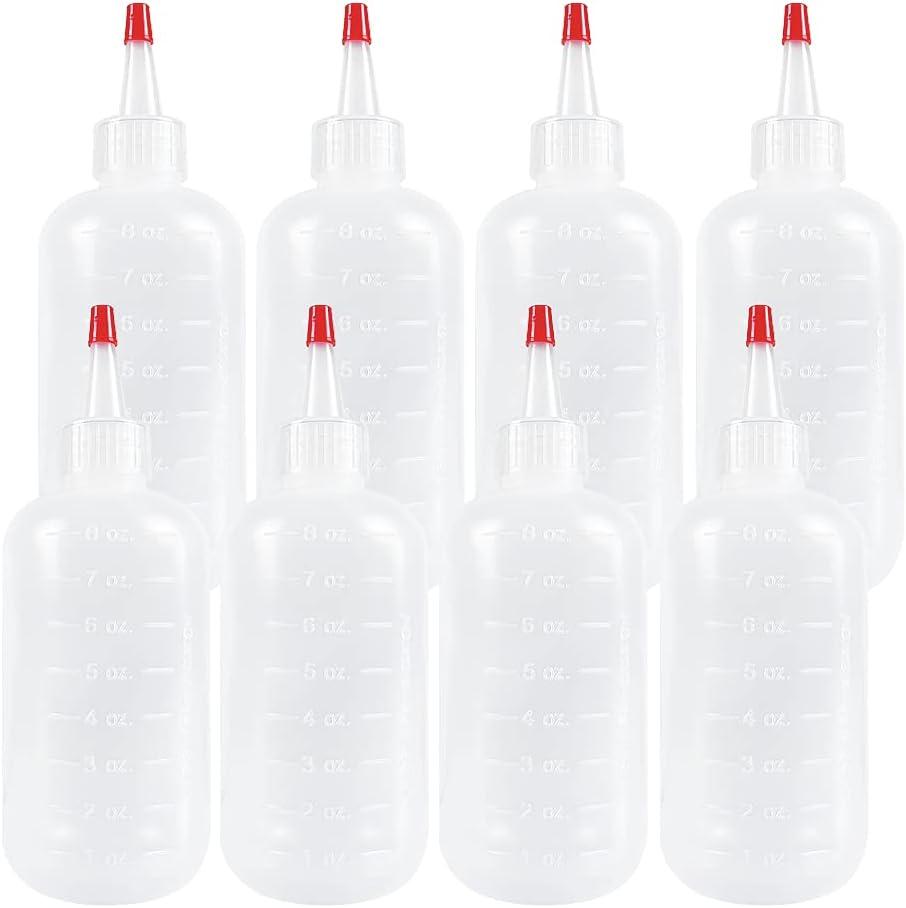 8 Pack 8 Ounce Plastic Squeeze Bottles With Caps Plastic Small Dispensing Bottles Crafts, Art, Glue, Kitchen