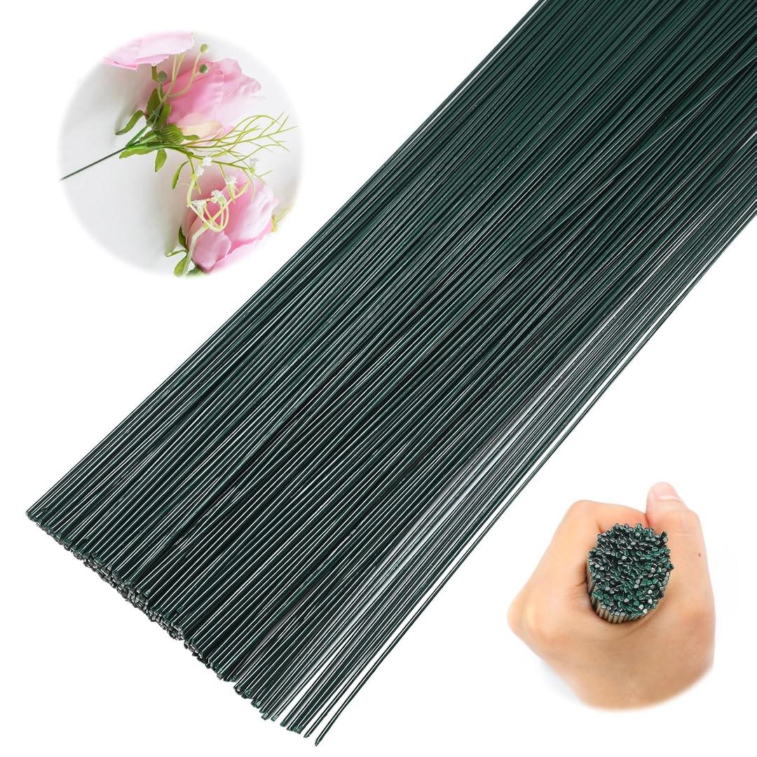 Zonon 220 Pcs 16 Gauge Enameled Floral Wire 18 Inch Florist Wire Bulk Flower Stems for Crafts DIY Bouquet Wrapping Artificial Flower Arrangements Supplies Wedding Prom Corsage, Dark Green