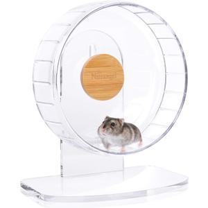 Niteangel Super-Silent Hamster Exercise Wheels: - Quiet Spinner Hamster Running Wheels with Adjustable Stand for Hamsters Gerbils Mice Or Other Small Animals (S, Transparent)