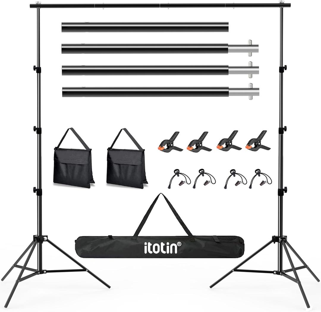 Photo Backdrop Stand 9ft x 10ft Photograhy Adjustable Background Stands Support Kit with Carry Bag for Photo Studio, Photoshoot, Parties, Photographic Equipments (Black) Photo Backdrop Stand 9ft x 10ft Photograhy Adjustable Background Stands Support Kit with Carry Bag for Photo Studio, Photoshoot, Parties, Photographic Equipments (Black)