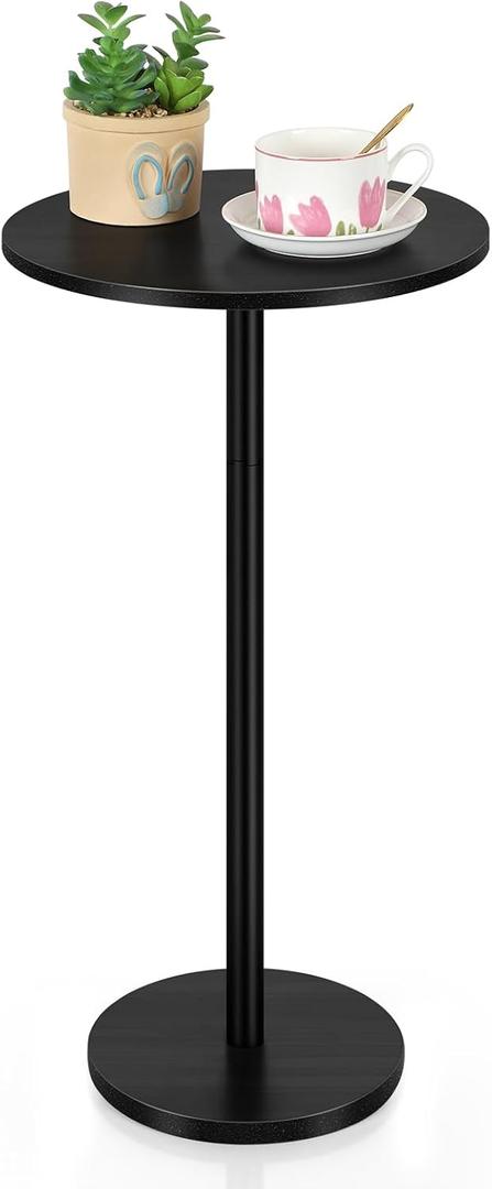 Vrisa Drink Table for Small Spaces Round Pedestal Small Modern Martini End Table Accent Side Table for Living Room, Bedroom, Sofa Couch Chair, Black