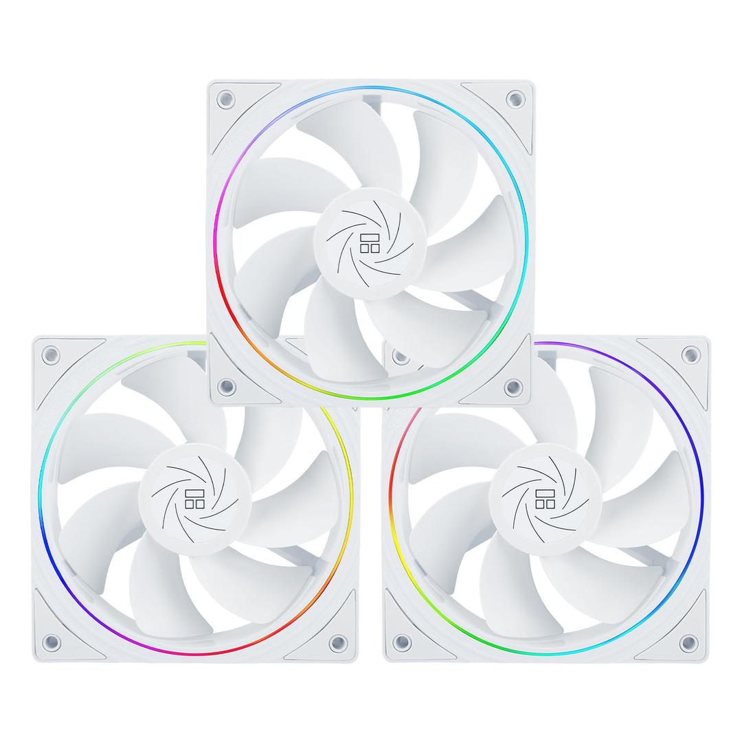 Thermalright TL-S12RW X3 CPU Fan 120mm Reverse Fan Case Cooler Fan Comes with ARGB Lighting,CPU Cooling Fan with 1500RPM Speed,White PC PWM Silent Computer Fan,Set of Fans