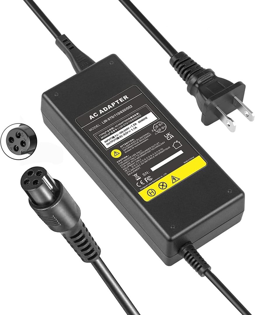 TREE.NB 4-Pin 8mm Scooter Charger for Segway Ninebot S/S-MAX/Mini lite/Mini PRO, 63V 1.1A Adapter Compatible with Ninebot, 4 Pong Connector Replacement