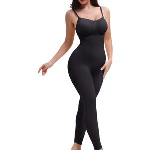 SHAPERX Hourglass Leggings Anti Cellulite Compression Full Body Shapewear Breathable No Roll Down, Black (Full Body), Large-X-Large