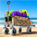 Beach Wagon with Big Wheels for Sand 10" Balloon Tires & 450lb Heavy Duty Foldable Cart | Removable All-Terrain Design for Camping, Garden, Beach & Groceries