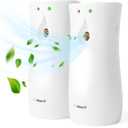 Automatic Air Freshener Spray Dispenser (2-Pack), Custom Timing (Day/Night/24H, 7.5/15 min), Wall Mounted or Free Standing, for Home and Commercial, Compatible with Glade Refill Can, White, Milas-D