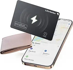 Ultrbeka UltraThin Wallet Tracker Card 0.094in IP68 Waterproof Bluetooth Tracker for Wallet, Passport, Work with Apple Find My APP, Wireless Charging, Card Locator [Apple MFi Certified] iOS Only