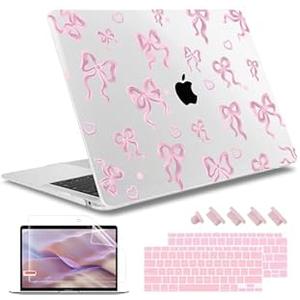 May Chen Compatible with MacBook Air 13 inch Case 2022 2021, 2020-2018 Release Model: M1 A2337 A2179 A1932, Plastic Hard Shell Case Cover for Mabook Air 13 inch with Retina Dispaly, Heart Bow