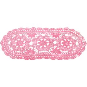 Uxcell Crochet Doilies, 22" x 10" Handmade Crochet Table Placemats Oval Lace Doilies 3 Flowers Pattern Cotton Coaster for Wedding Party Decoration, Light Pink