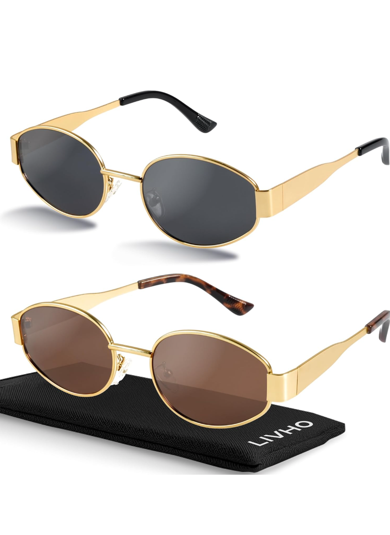 livho 2025 Trendy Oval Sunglasses - Stylish Polarized Shades for Everyday - Retro Metal Frames