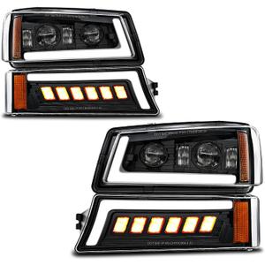 Z-OFFROAD DOT Approved LED Headlight Assembly for 2003-2006 Chevy Silverado | Fit 03-06 Silverado 1500 2500 3500 HD Avalanche 1500 2500 Cateye, Hi/Low Beam, DRL, Turn Signal, Side Marker, Black