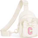 Uygafly Gifts for Girls Kids Toddler,Initial Crossbody Bag Purse Cream,C