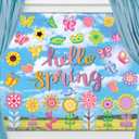 118 Pieces Hello Spring Window Clings Stickers Spring Grow Flower Butterfly Window Decals for School Home Kids Spring Birthday Party Supplies Baby Shower Anti-Collision Decoration
