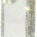 for iPhone 13/14 Cute Bow Pink Case Bling Glitter Diamond Bumper Cover 3D Sparkle Gemstone Luxury Crystal Rhinestone Clear Protective Phone Case for Women Girls Kids Teens