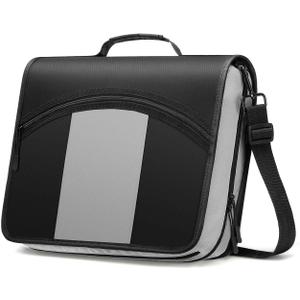 MoKo Zipper Binder, 3-Inch 3 Rings Binder with Zipper, 600 Sheet Capacity Multi-Pocket School Bag Organizer, Handle and Shoulder Strap Included, Black & Gray