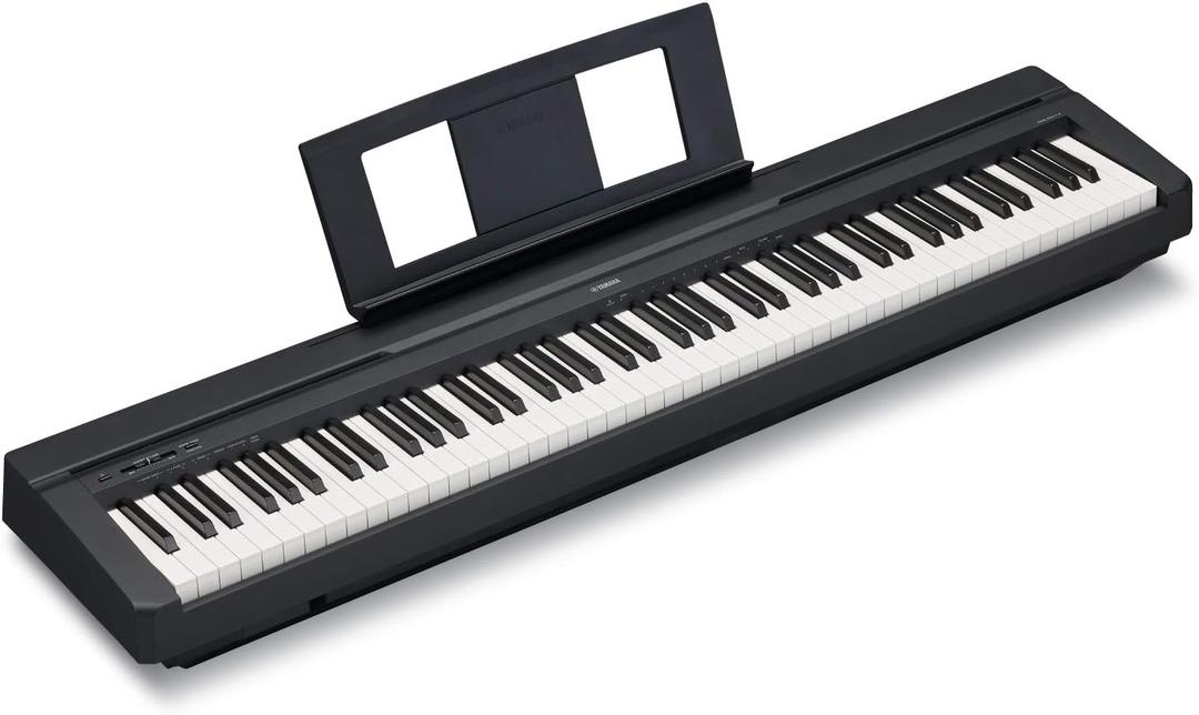 Yamaha 88-Key Weighted Portable Digital Piano Keyboard with Music Rest, Sustain Foot Switch, Built-in Speakers, USB Connectivity, Black (P45B)